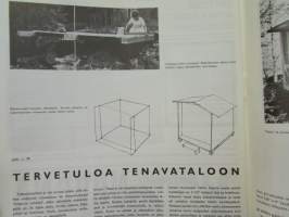 Kaunis Koti 1966 nr 4, sis. mm. seur. artikkelit / kuvat / mainokset; Kansikuva Maire Revell ja Claire Aho, Taidemaalari Kauko Lehtinen, Uima-allas yleistyvää