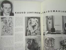 Kaunis Koti 1966 nr 4, sis. mm. seur. artikkelit / kuvat / mainokset; Kansikuva Maire Revell ja Claire Aho, Taidemaalari Kauko Lehtinen, Uima-allas yleistyvää