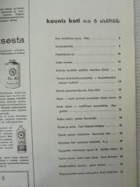 Kaunis Koti 1963 nr 6, sis. mm. seur. artikkelit / kuvat / mainokset; Kansikuva Pirkko Lähteenmäki balsatyö - valokuva T. Nousiainen, Tuolin tarina - kohti uutta