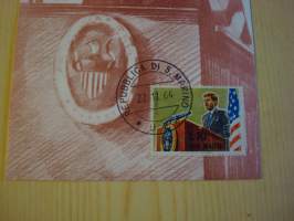 John F. Kennedy, JFK, 1964, San Marino, maksikortti, FDC. Katso myös muut kohteeni mm. noin 1200 erilaista amerikkalaista ensipäiväkuorta 1920-luvulta