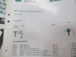 Metabo sähkötyökalut -myyntiesitteitä ja luetteloita erä / brochures and catalogs of Metabo tools
