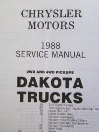 Chrysler Motors Dakota Trucks Service Manual 1988 -Korjaamokäsikirja