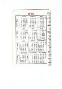 Lompakkoalmanakka  RBI 1975 -   kalenteri