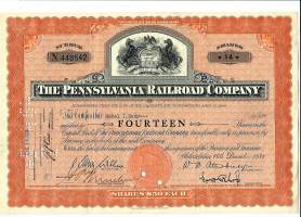 The Pennsylvania Railroad Company 1931 rautatie  - osakekirja