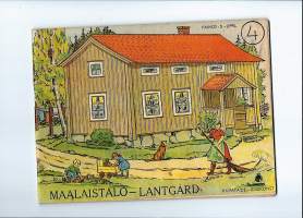 Maalaistalo = Lantgård.: Kuvataide, 1947.Ulkoasu:14 lehteä. Maalauskirja ; 4Teksti suomeksi ja ruotsiksi.