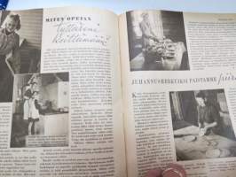 Kotiliesi 1946 nr 12, sis. mm. seur. artikkelit / kuvat / mainokset; Puukantinen sohva - esittely - työpiirustukset tilattavissa, Terve nuoruus - erilaisia