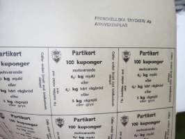 Helsingin kaupunki - Elintarvikelautakunta - Tukkukortti 100 kuponkia vastaava 6,5 kg pehmeää tahi 4,5 kg kovaa ruisleipää tahi 5 kg ruisjauhoja tahi ryyniä /