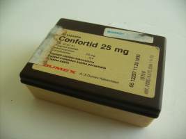 Confortid  -  tyhjä lääkepakkaus  muovia  6x7x2,5 cm - lääkepakkaus apteekki