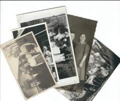 Ryhmä- ja perhekuvia - valokuva  5 kpl nimiä ja tekstejä kuvien takana