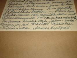 Virkakirje Kansallismuseon esihist. osaston johjajan Aaarne Äyräpään kirje Varatuomari Paavo Alkiolle 1937 Laihia
