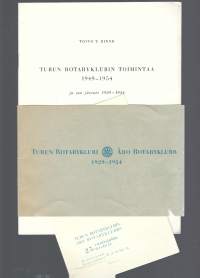 Turun Rotaryklubi toimintaa Toivo T Rinne 1949-1954 ja jäsenent 1929-2954 ja 25 vuotisjuhlan ohjelma