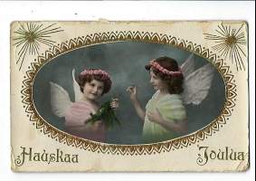 Enkelipostikortti  joulukortti - postikortti kulkenut  1916 merkki pois