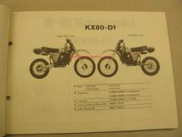 Kawasaki KX80-D ´81 parts catalog varaosaluettelo