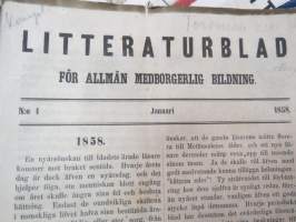 Litteraturblad - För allmän medborgerlig bildning 1858 årsgång 1-12 -litterary magazine