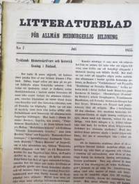 Litteraturblad - För allmän medborgerlig bildning 1855 årsgång 1-12 -litterary magazine