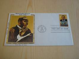 Martin Luther King Jr., 1979, USA, ensipäiväkuori, FDC.  Katso myös muut kohteeni mm. noin 1200 erilaista amerikkalaista ensipäiväkuorta 1920-luvulta