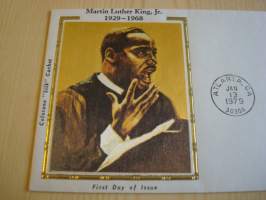 Martin Luther King Jr., 1979, USA, ensipäiväkuori, FDC.  Katso myös muut kohteeni mm. noin 1200 erilaista amerikkalaista ensipäiväkuorta 1920-luvulta