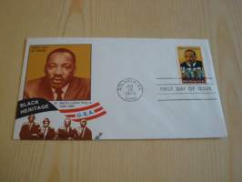 Martin Luther King Jr., 1979, USA, ensipäiväkuori, FDC.  Katso myös muut kohteeni mm. noin 1200 erilaista amerikkalaista ensipäiväkuorta 1920-luvulta