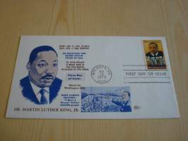 Martin Luther King Jr., 1979, USA, ensipäiväkuori, FDC.  Katso myös muut kohteeni mm. noin 1200 erilaista amerikkalaista ensipäiväkuorta 1920-luvulta