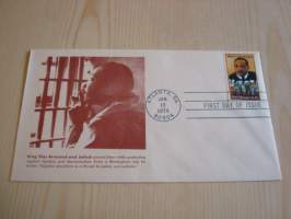 Martin Luther King Jr., 1979, USA, ensipäiväkuori, FDC.  Katso myös muut kohteeni mm. noin 1200 erilaista amerikkalaista ensipäiväkuorta 1920-luvulta