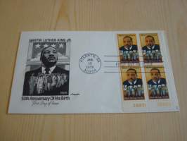 Martin Luther King Jr., 1979, USA, ensipäiväkuori, FDC.  Katso myös muut kohteeni mm. noin 1200 erilaista amerikkalaista ensipäiväkuorta 1920-luvulta