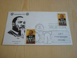 Martin Luther King Jr., 1979, USA, ensipäiväkuori, FDC.  Katso myös muut kohteeni mm. noin 1200 erilaista amerikkalaista ensipäiväkuorta 1920-luvulta