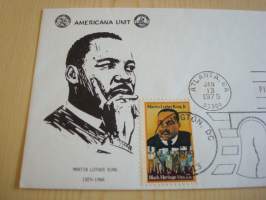 Martin Luther King Jr., 1979, USA, ensipäiväkuori, FDC.  Katso myös muut kohteeni mm. noin 1200 erilaista amerikkalaista ensipäiväkuorta 1920-luvulta