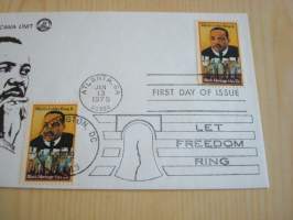 Martin Luther King Jr., 1979, USA, ensipäiväkuori, FDC.  Katso myös muut kohteeni mm. noin 1200 erilaista amerikkalaista ensipäiväkuorta 1920-luvulta