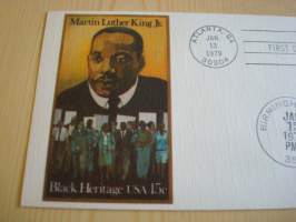 Martin Luther King Jr., 1979, USA, ensipäiväkuori, FDC.  Katso myös muut kohteeni mm. noin 1200 erilaista amerikkalaista ensipäiväkuorta 1920-luvulta