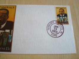 Martin Luther King Jr., 1979, USA, ensipäiväkuori, FDC.  Katso myös muut kohteeni mm. noin 1200 erilaista amerikkalaista ensipäiväkuorta 1920-luvulta