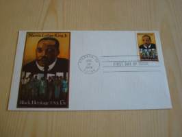 Martin Luther King Jr., 1979, USA, ensipäiväkuori, FDC.  Katso myös muut kohteeni mm. noin 1200 erilaista amerikkalaista ensipäiväkuorta 1920-luvulta