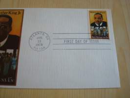 Martin Luther King Jr., 1979, USA, ensipäiväkuori, FDC.  Katso myös muut kohteeni mm. noin 1200 erilaista amerikkalaista ensipäiväkuorta 1920-luvulta