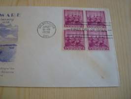 New Sweden, Delaware, 1638-1938, USA, ensipäiväkuori, FDC.  Katso myös muut kohteeni mm. noin 1200 erilaista amerikkalaista ensipäiväkuorta 1920-luvulta