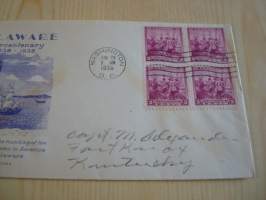 New Sweden, Delaware, 1638-1938, USA, ensipäiväkuori, FDC.  Katso myös muut kohteeni mm. noin 1200 erilaista amerikkalaista ensipäiväkuorta 1920-luvulta