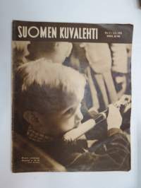 Suomen Kuvalehti 1952 nr 5, ilmestynyt 2.2.1952, sis. mm. seur. artikkelit / kuvat / mainokset; Kansikuva &quot;Pieni soittaja&quot;, Fazer Pinocchio toffee, Marsalkan