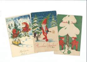 Joulukuusen hankintaan  3 eril      - joulukortti n 1940-luku