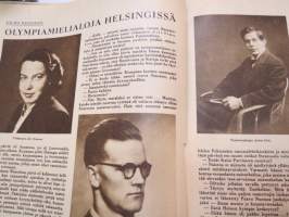 Urheilukuvasto 1948 nr 4, sis. mm. seur. artikkelit / kuvat / mainokset; Kansikuva Veikko Huhtanen, Lontoon kisojen lopputiliä, Olympiamielialoja Helsingissä,