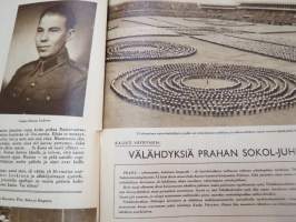 Urheilukuvasto 1948 nr 4, sis. mm. seur. artikkelit / kuvat / mainokset; Kansikuva Veikko Huhtanen, Lontoon kisojen lopputiliä, Olympiamielialoja Helsingissä,