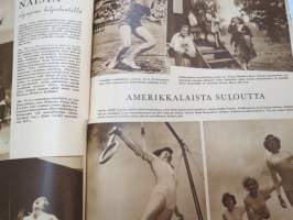 Urheilukuvasto 1948 nr 4, sis. mm. seur. artikkelit / kuvat / mainokset; Kansikuva Veikko Huhtanen, Lontoon kisojen lopputiliä, Olympiamielialoja Helsingissä,