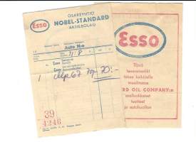 Esso Nobel-Standard huoltoasemakuitti  40- luku - firmalomake