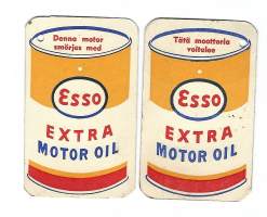 Esso Extra Motor Oil - tätä moottoria voitelee - öljynvaihtolappu pahvia 5x8 cm