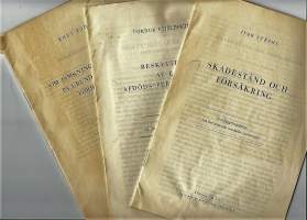 Nordiska juristmötet 1951 / Överläggningsämne - Ivar Strahl - Skadestånd och försäkring, Eyjolfsson - Beskyttelse af en aföds personlighet ja Knut Rodhe  -