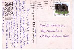 Elovena postikortti/ Nuori suomi. Lähetetty 10.0.1998