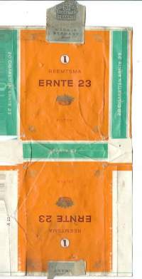 Ernte 23 -  tupakkaetiketti, saumoista avattu tupakka-aski