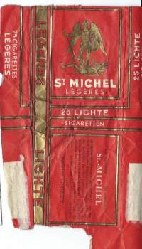 St Michel -  tupakkaetiketti, saumoista avattu tupakka-aski,