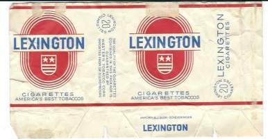 Lexington -  tupakkaetiketti, saumoista avattu tupakka-aski