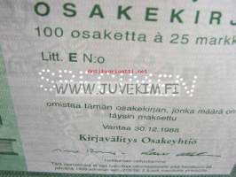 Kirjavälitys Oy, Vantaa 2 500 mk -osakekirja