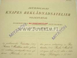 Ab Knapes Beklädnädsatelier Oy, Helsinki 500 mk -osakekirja