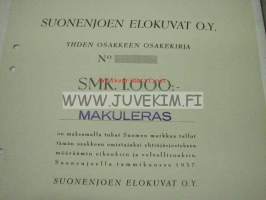 Suonenjoen Elokuvat Oy, Suonenjoki 1 000 mk -osakekirja