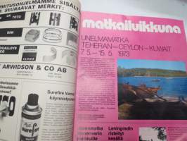 Moottori 1973 nr 2, sis. mm. seur. artikkelit / kuvat / mainokset; Kansikuva Volkswagen K70 / Finnair DC-8, Euroopan katolla, Jääratakausi, Uusia autoja Simca VF2